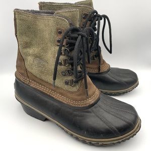 Sorel Womens Winter Lace Up Waterproof Classic Duck Boots with Heels Size 7